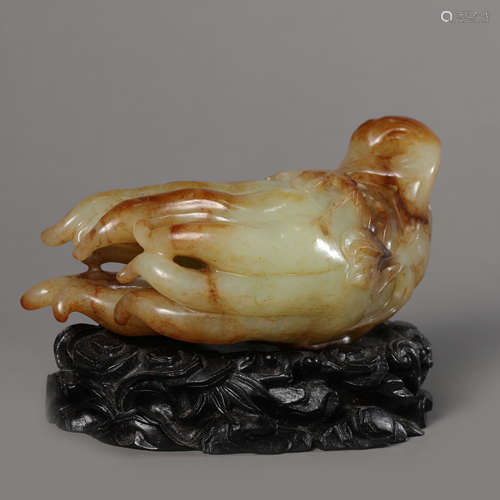 A Carved Chinese Yellow Jade Finger’S Citron Ornament,