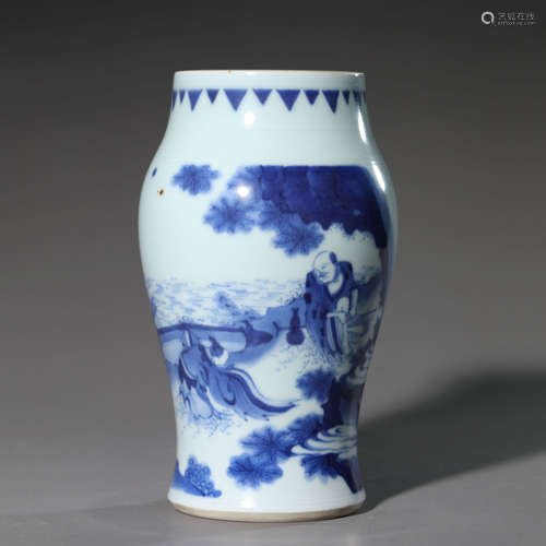 A Blue and White Figure Jar