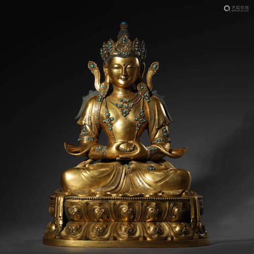 A Gilt Bronze Figure of Amitayus