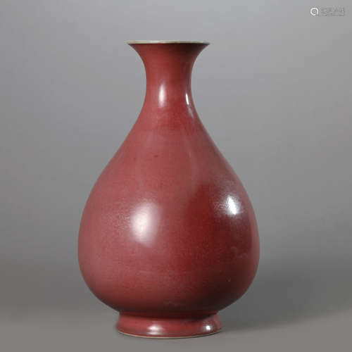 A Sacrificial Red Glaze Pear-Shape Vase,Qianlong Mark