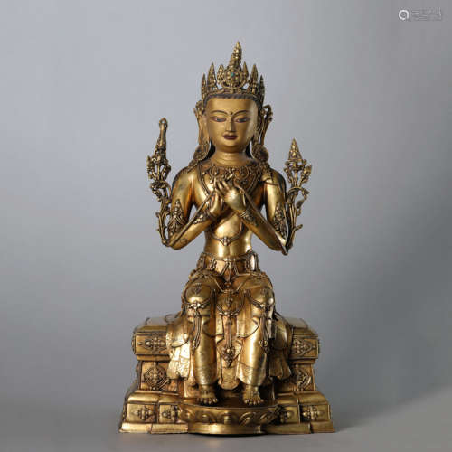 A Gilt Bronze Figure of Manjushri