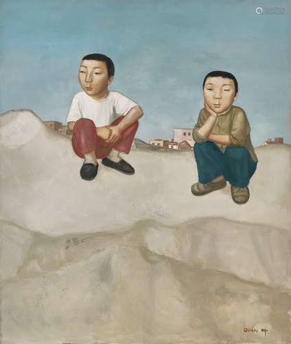 段建伟（b.1961） 2004年作 两个小孩 布面油画