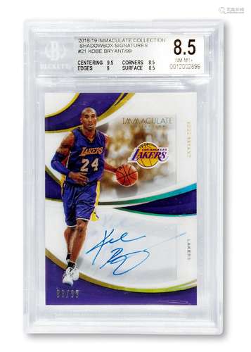 2018年PANINI公司出品IMMACULATE系列科比·布莱恩特（Kobe Bryant）...