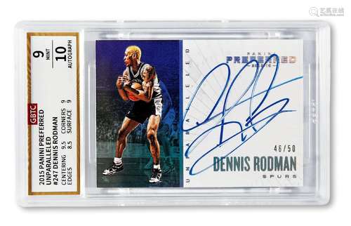 2015年PANINI公司出品丹尼斯·罗德曼（Dennis Rodman）签名卡一张