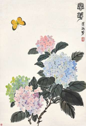 萧淑芳(1911-2005) 恋花    镜心 设色纸本