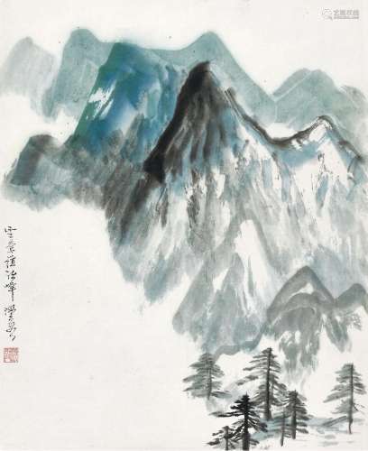 何海霞(1908-1998) 望秦岭诸峰    镜心 设色纸本