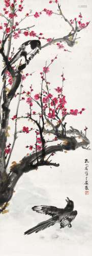 孔小瑜(1899-1984) 欢天喜地    立轴 设色纸本
