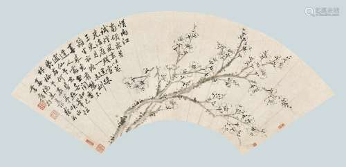 朱方蔼(1721-1786) 一树先发领众芳    扇面镜心 水墨纸本