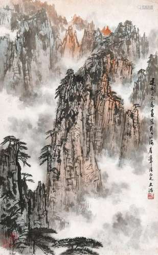 宋文治(1919-1999) 黄山北海群峰    立轴 设色纸本