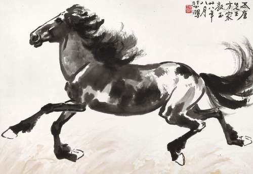 徐悲鸿(1895-1953) 万里追风 廿八年（1939）作 镜心 设色纸本