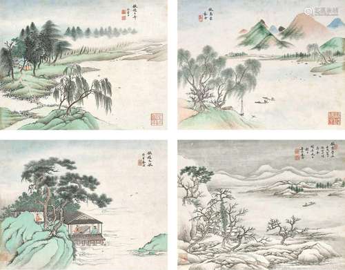 秦淦(1894-1984) 与古为徒册 壬戌（1922年）作 册页（十开） 水墨纸本...