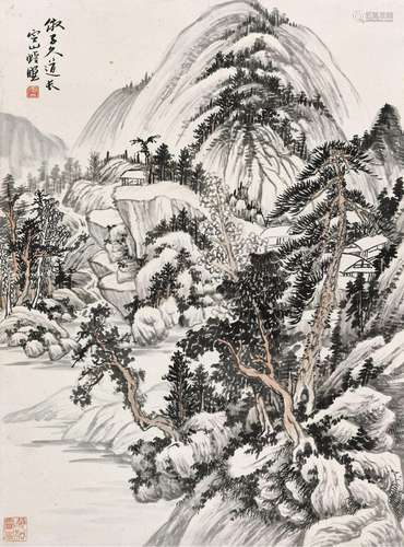 陈定山(1897-1989) 晴峦密林  立轴 设色纸本