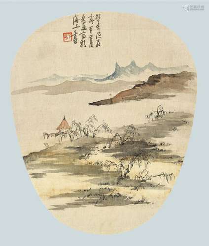 郑午昌(1894-1952) 蟹舍渔庄处处有 癸酉（1933年）作 扇面镜心 设色...