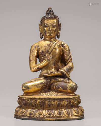 銅制鎏金釋迦摩尼佛像