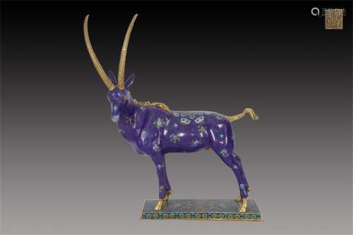 A CLOISONNE WIRE INLAY ENAMEL GOAT ORNAMENT