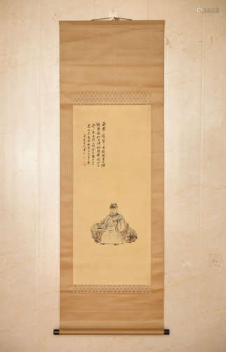 A CHINESE PAINTING THE GOD OF WEALTH,HUANG BINHONG  MARKED