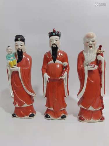 A SET OF CORAL RED PAINTED GOLD LONGATIVE OLD ,HAPPINESS OLD...