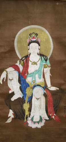 A CHINESE PAINTING FIGURE,DING YUNPENG  MARKED