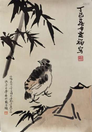 A CHINESE PAINTING FLOWER AND BIRD,LI KUCHAN MARKED