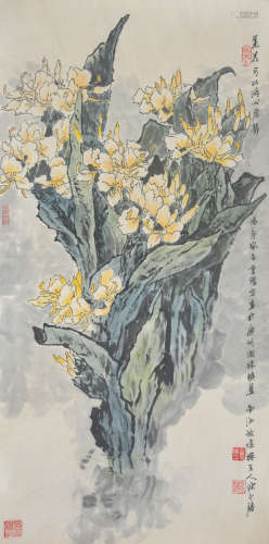 A CHINESE PAINTING QIANG FLOWER, CHEN YONGQIANG MARKED