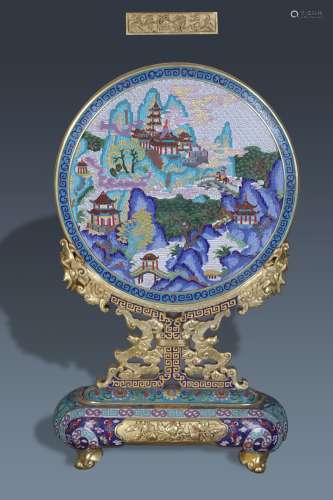 A CLOISONNE WIRE INLAY ENAMEL FIGURE STORY AND POETRY TABLE ...