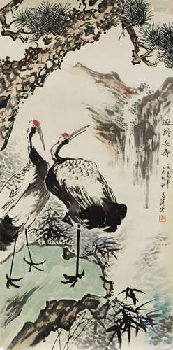 A CHINESE PAINTING CRANE, LI QINGPING MARKED