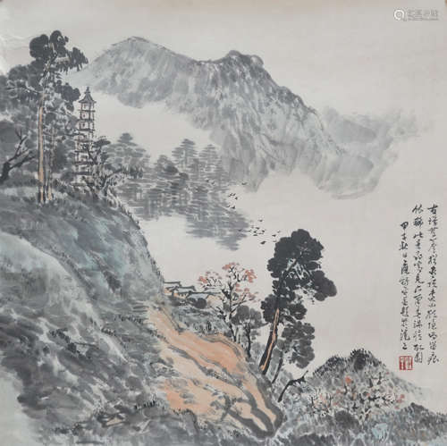 A CHINESE PAINTING The pagoda morning rhyme,YING YEPING MARK...