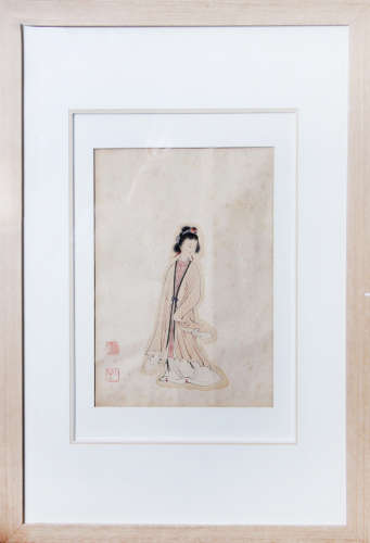 A CHINESE PAINTING LADY, CHEN SHAOMEI MARKED