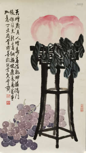 A CHINESE PAINTING OMEN FIGURE, WANG  CHENGXI MARKED