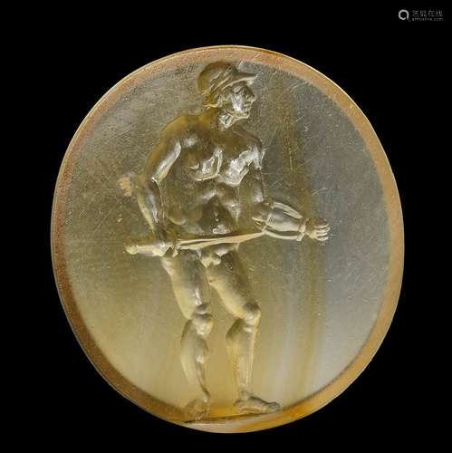 Une grande intaille postclassique en agate. Gladiateur.XVIII...