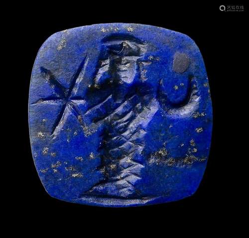 Intaille gnostique postclassique en lapis-lazuli. Symboles a...