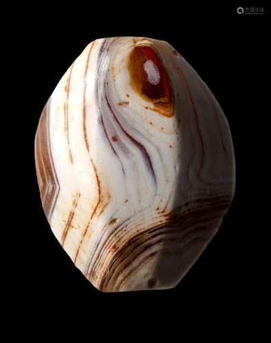 Perle lentoïde en agate du Proche-Orient. Vallée de l'Indus,...