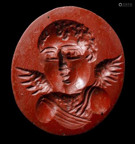 Une intaille romaine tardive en jaspe rouge. Eros. 2e - 3e s...