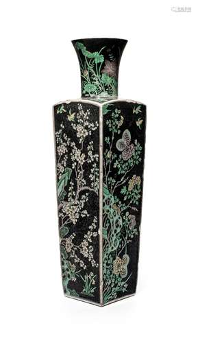 A FAMILLE-NOIRE TALL SQUARE VASE