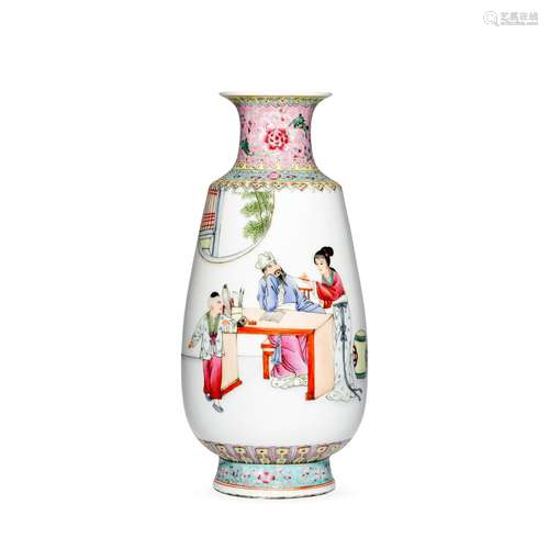 A Famille Rose Figure vase