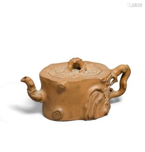 AN YIXING 'PRUNUS' TEAPOT AND COVER