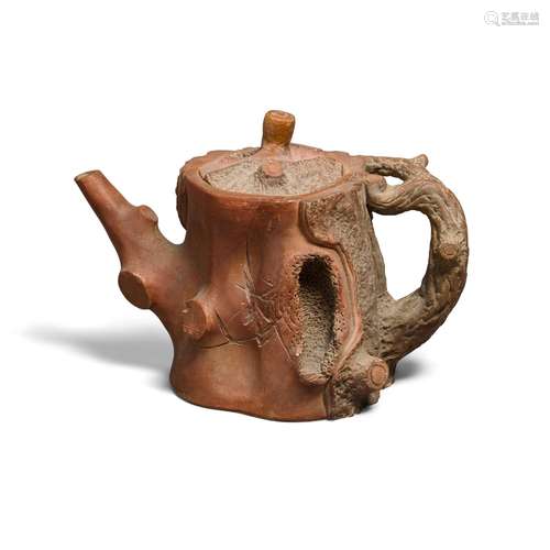 AN YIXING 'TREE TRUNK' TEAPOT