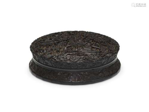 A Rare black anthracite circular 'European armorial' Box and...