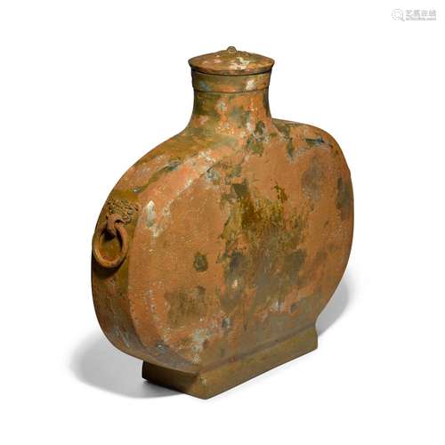 A large bronze flask and cover, bianhu