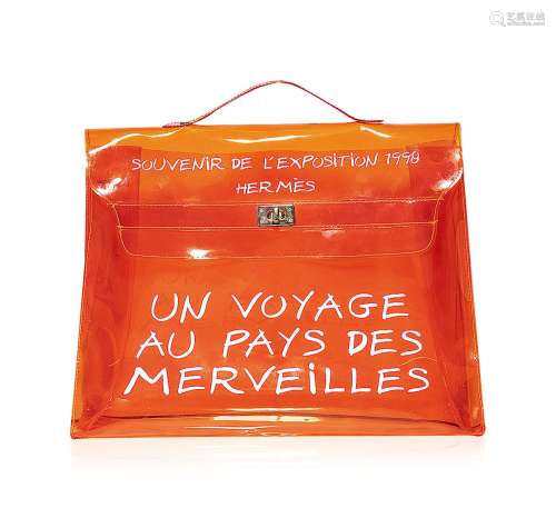 爱马仕1998  限量版透明橙色PVC纪念版凯莉包