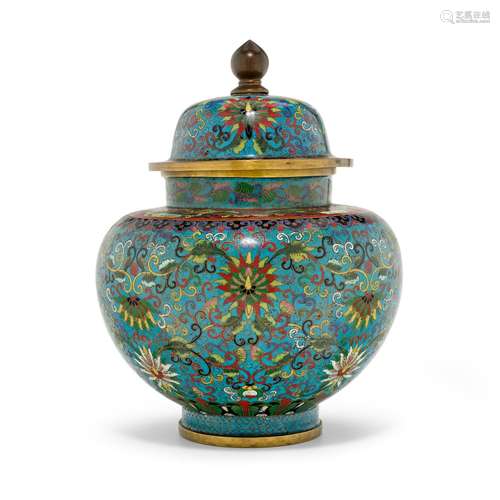 CLOISONNE ENAMEL VASE AND COVER