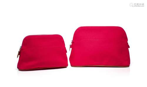 爱马仕 2021  芙蓉粉色帆布BOLIDE旅行袋 （一组两件）