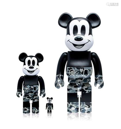 BE@RBRICKBAPEDISNEY 2020年作 1000%、400%及100% MONOTONE 版本米...