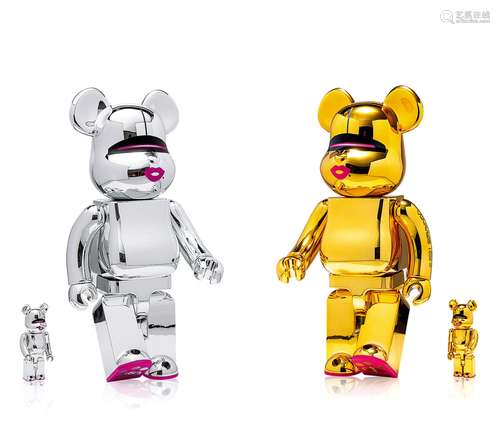 空山基BE@RBRICK 2021年作 2G（金及银） （四件一组） 材质：彩绘树脂