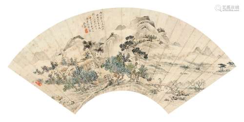 潘恭寿（1741～1794） 1792年作 深山闲居 扇面 设色纸本