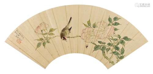 柳如是（1618～1664） 1642年作 蜜蜂小鸟 扇面 设色纸本