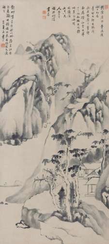 冯景夏（1663～1741） 1740年作 墨笔山水 立轴 水墨纸本