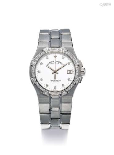 江诗丹顿 精美，精钢镶钻石自动链带腕表，备日期显示，「Overseas」，年...