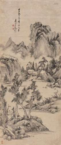王宸（1720～1797） 1792年作 仿黄公望笔意 立轴 水墨纸本