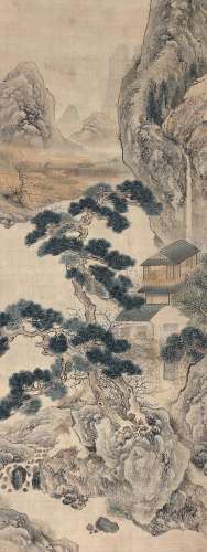 李庆（？～1853） 深山闲居 立轴 设色绢本